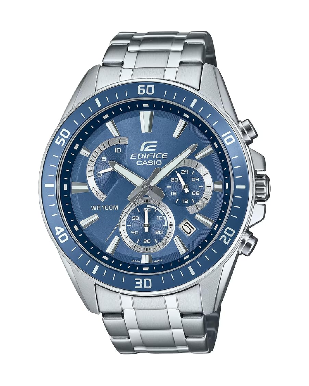 Casio Edifice Men’s Chronograph Watch – EFR-552D-2AVUDF, Blue Dial with Silver Stainless Steel Band