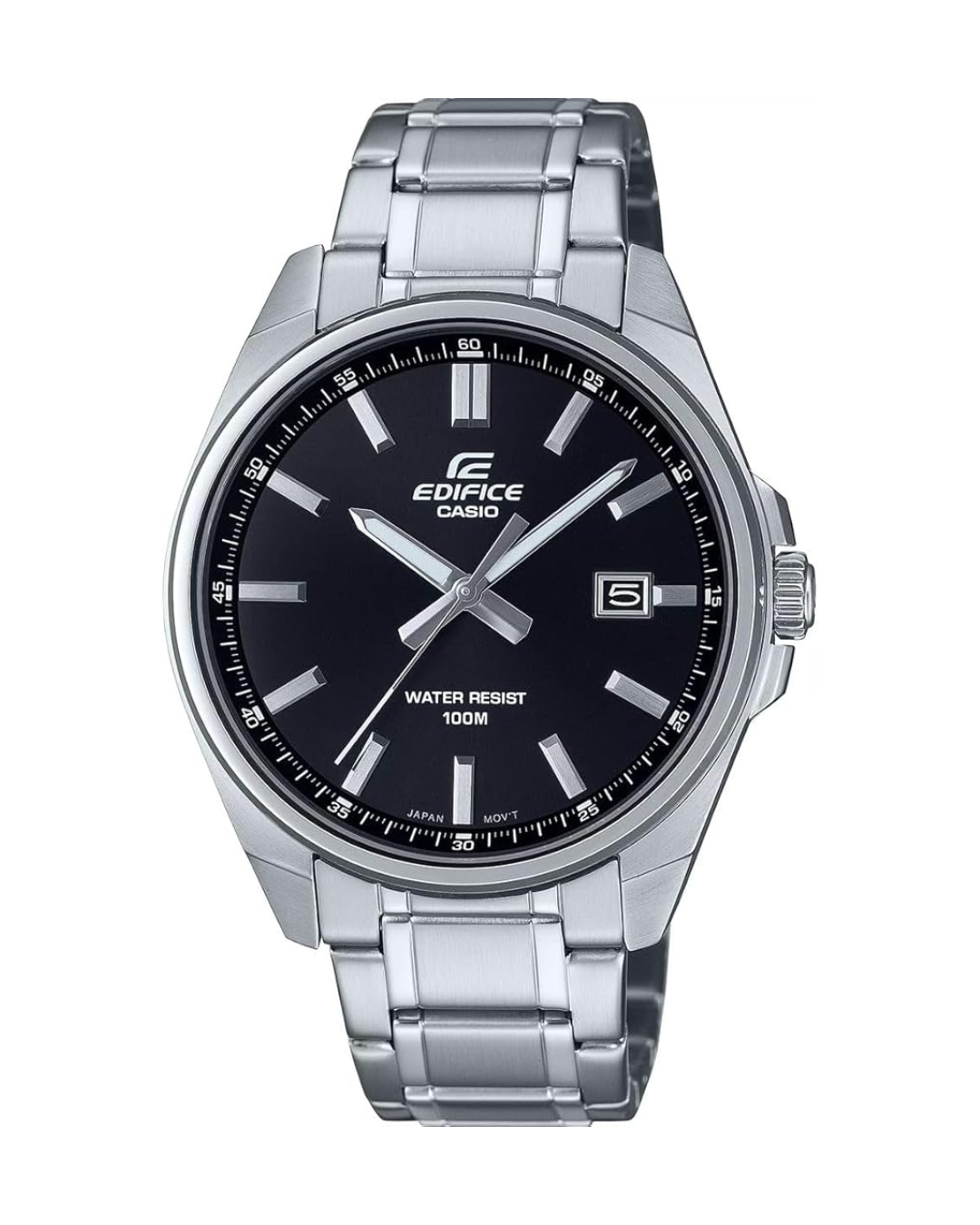 Casio Edifice Men’s Analog Chronograph Watch – EFV-150D-1AVUDF, Black Dial with Silver Stainless Steel Band