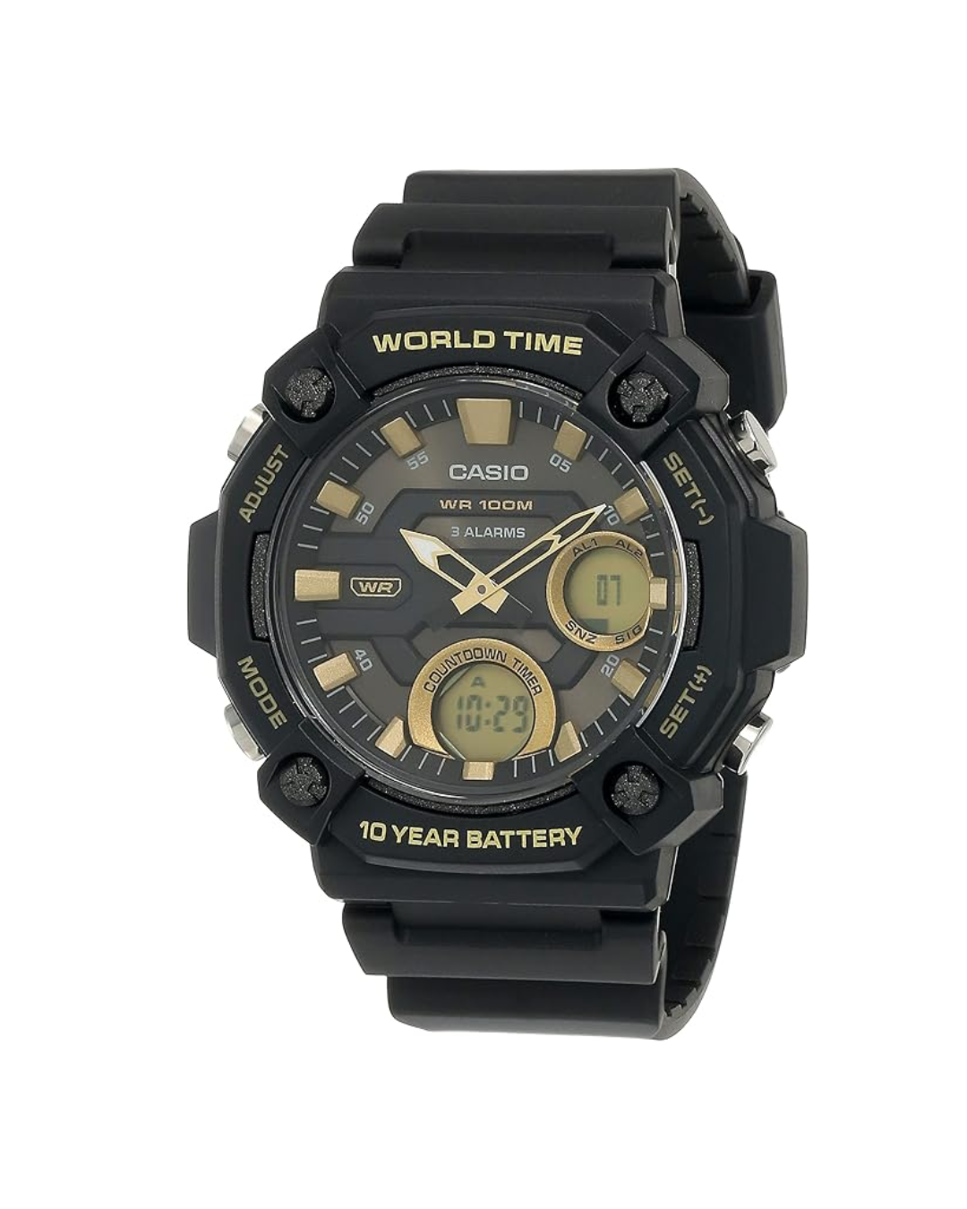 Casio AEQ‑120W-9AVDF Men’s Digital & Analog Watch – Blue Dial, Black