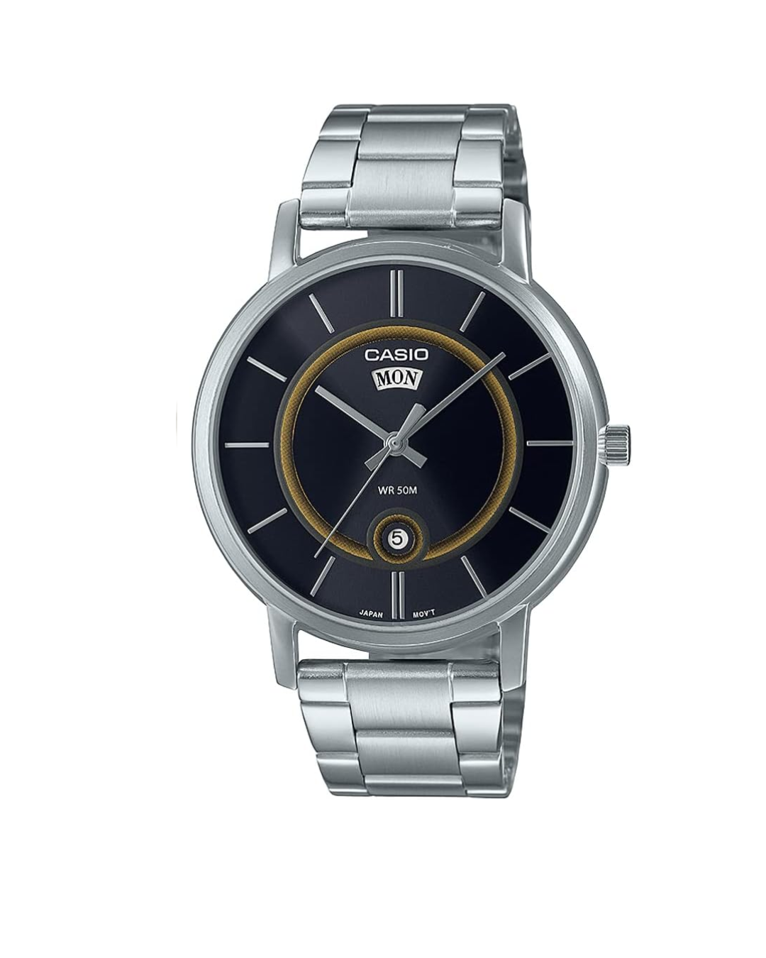 Casio MTP‑B120D-1AVDF Men’s Analog Watch – Black Dial, Silver Stainless Steel