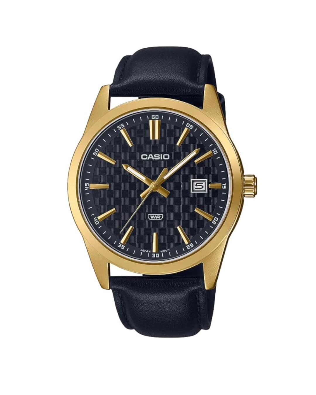 Casio MTP‑VD03GL-1AUDF Men’s Analog Watch – Black Dial, Black Leather Band, Quartz Movement
