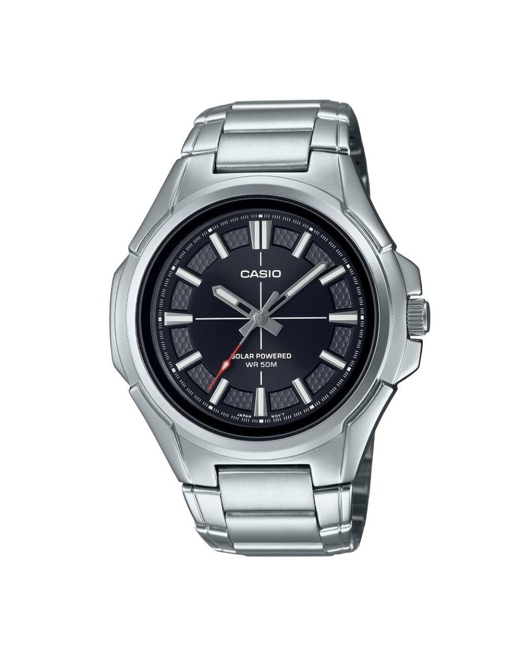 Casio MTP‑RS100D-1AVDF Men’s Analog Watch – Black Dial, Silver Stainless Steel Band