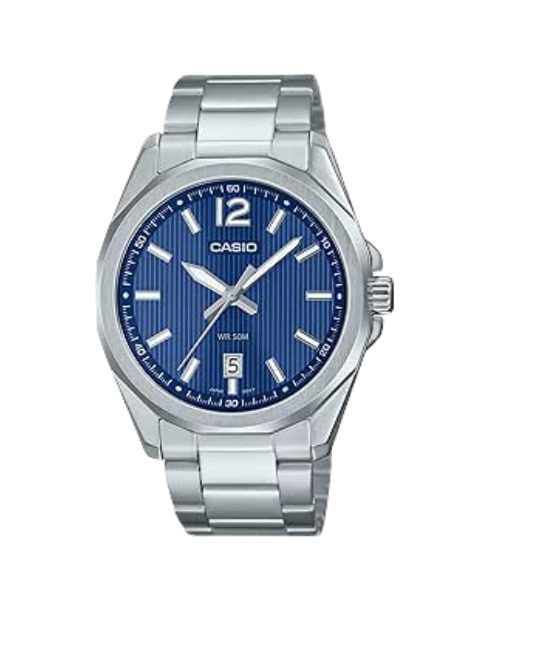 Casio MTP‑E725D-2AVDF Men’s Youth Analog Watch – Blue Dial, Silver Stainless Steel Bracelet