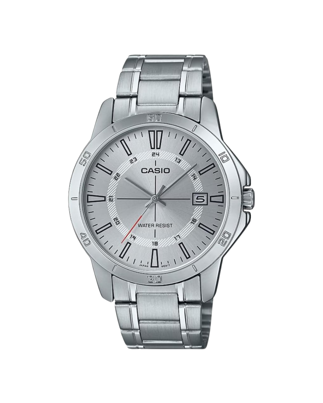 Casio MTP‑V004D-7CUDF Men’s Analog Watch – White Dial, Silver Stainless Steel Band, Quartz Movement