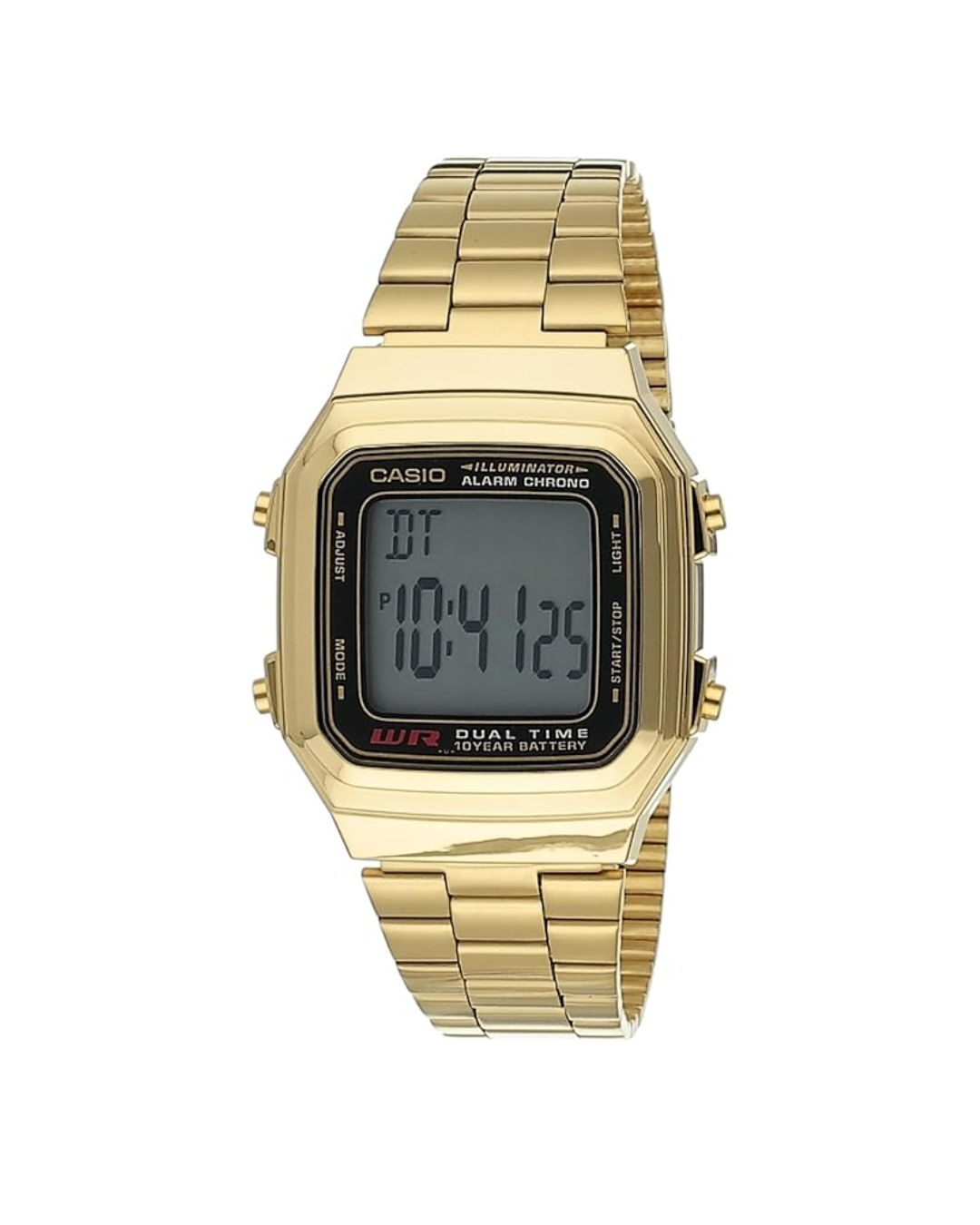 Casio Unisex Digital Watch A178WGA-1ADF – Grey Dial, Gold Stainless Steel Band