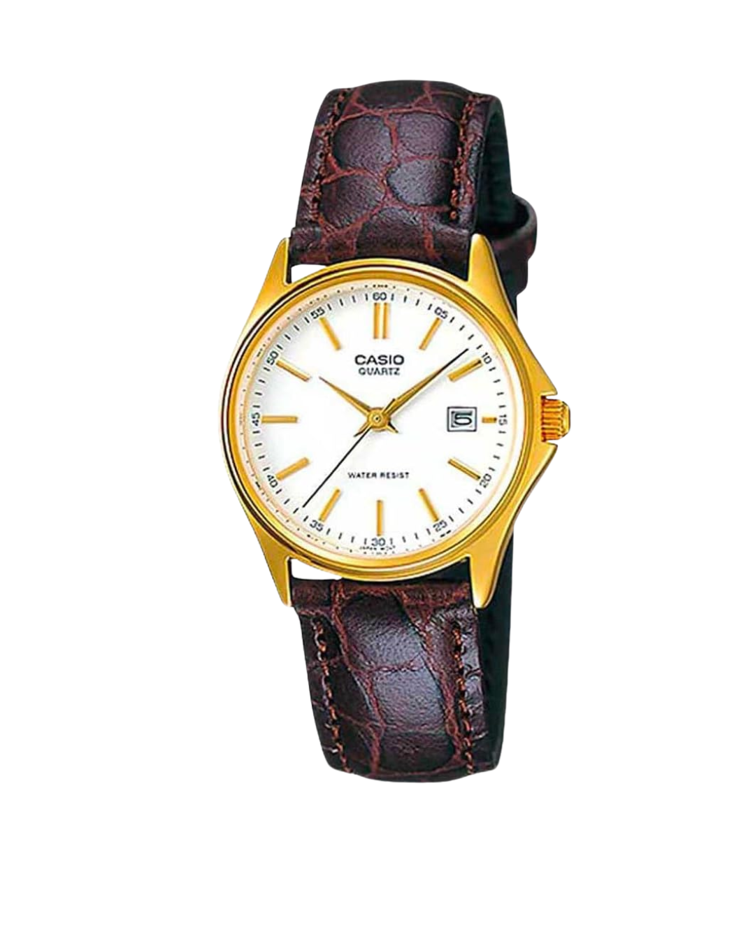 Casio Women's Analog Watch - LTP-1183Q-7ADF White Dial, Brown Leather Strap