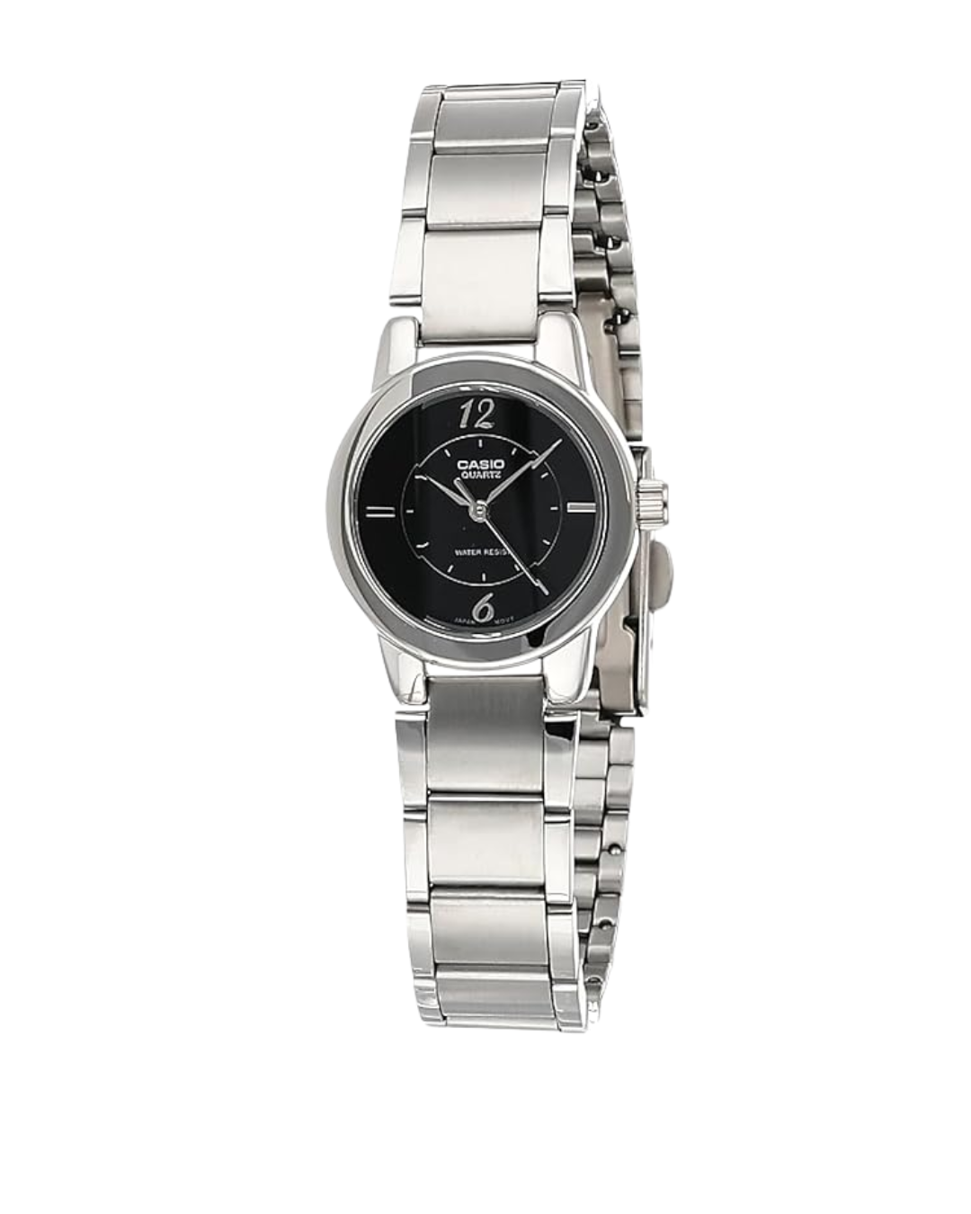 Casio Women’s Analog Watch – LTP‑1230D‑1CDF, Black Dial with Silver Stainless Steel Band