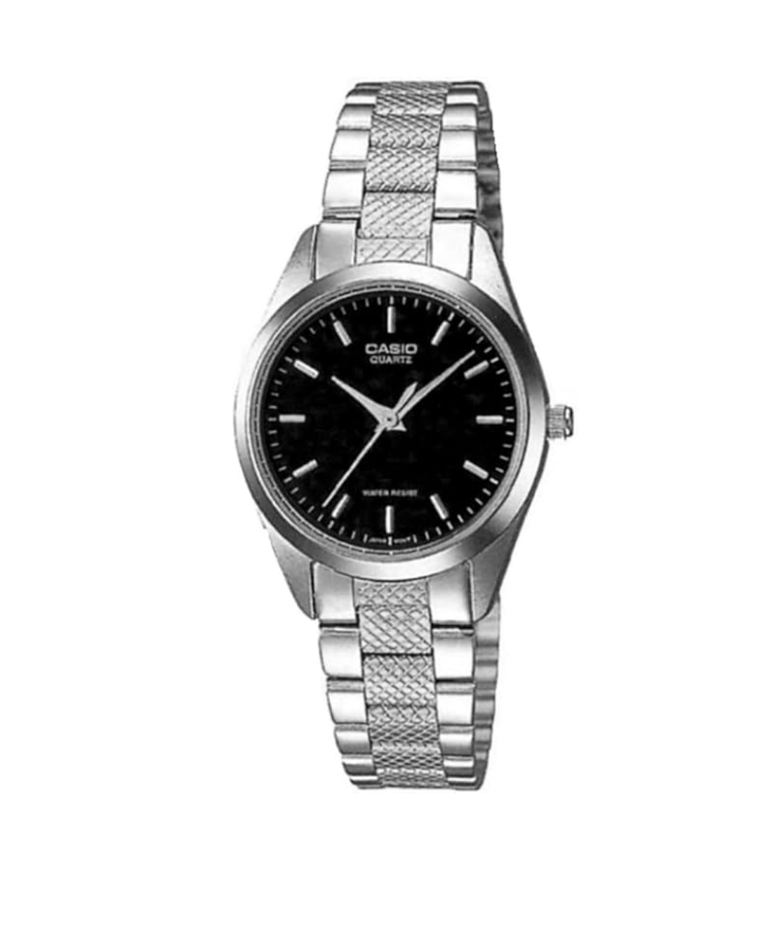 Casio Women’s Analog Watch – LTP‑1274D‑1ADF, Black Dial with Silver Stainless‑Steel Band