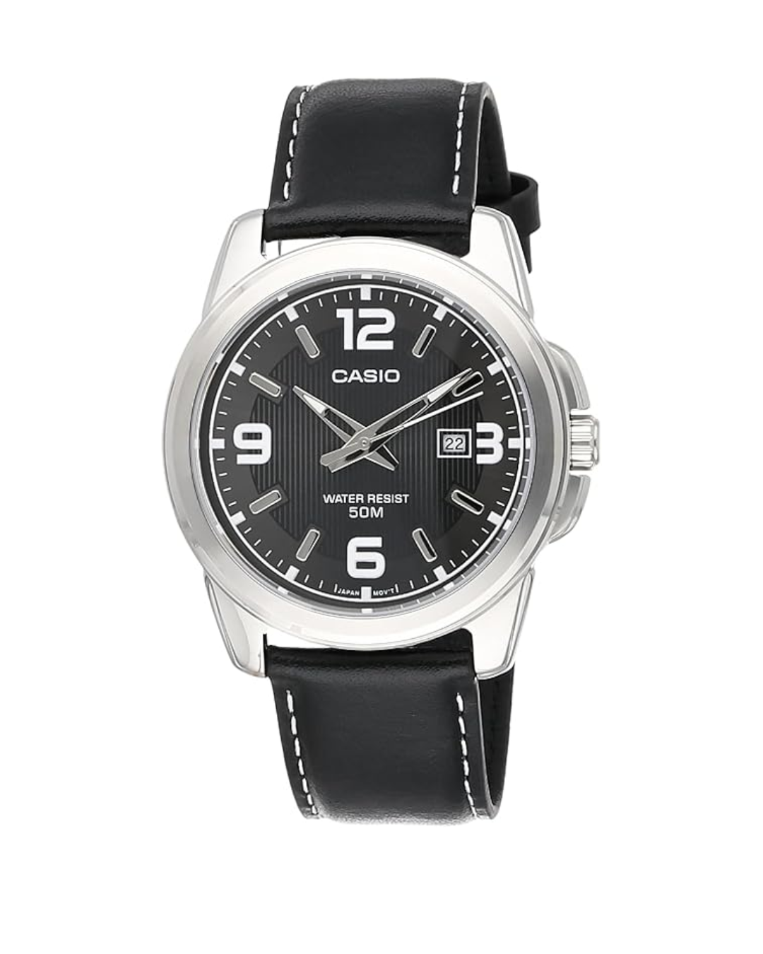 Casio Men’s Analog Watch – MTP‑1314L‑8AVDF, Black Dial with Black Leather Band
