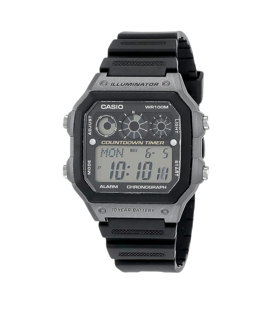Casio Men’s Digital Watch – AE‑1300WH‑8AVDF, Silver/Black Dial, Black Resin Band