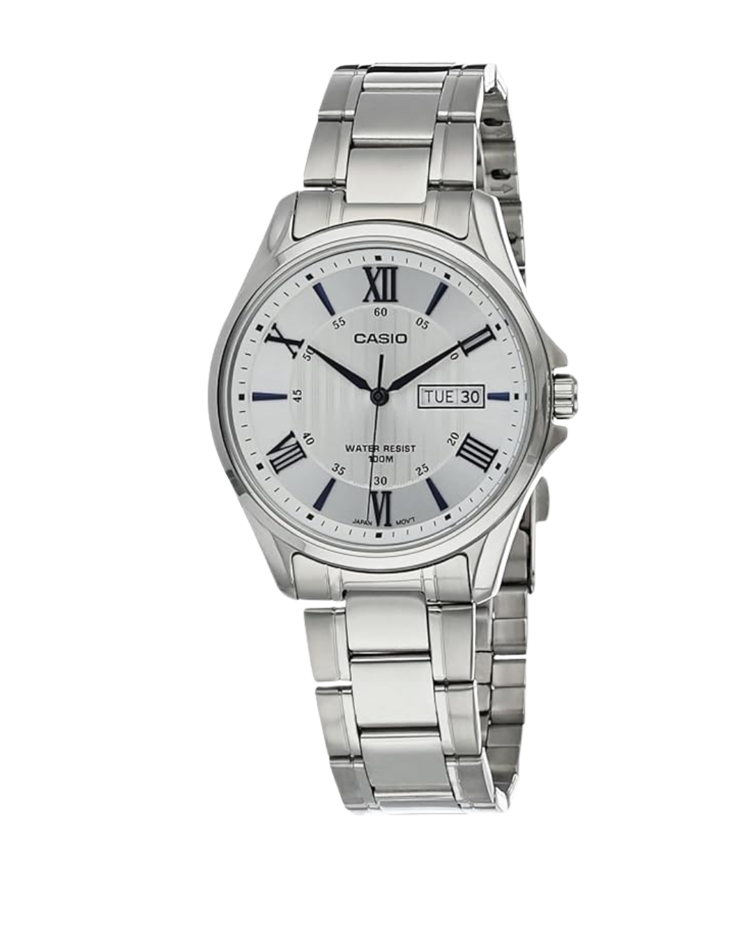 Casio Men’s Analog Watch – MTP‑1384D‑1AVDF, Black Dial with Stainless Steel Band, 100 m Water Resistant