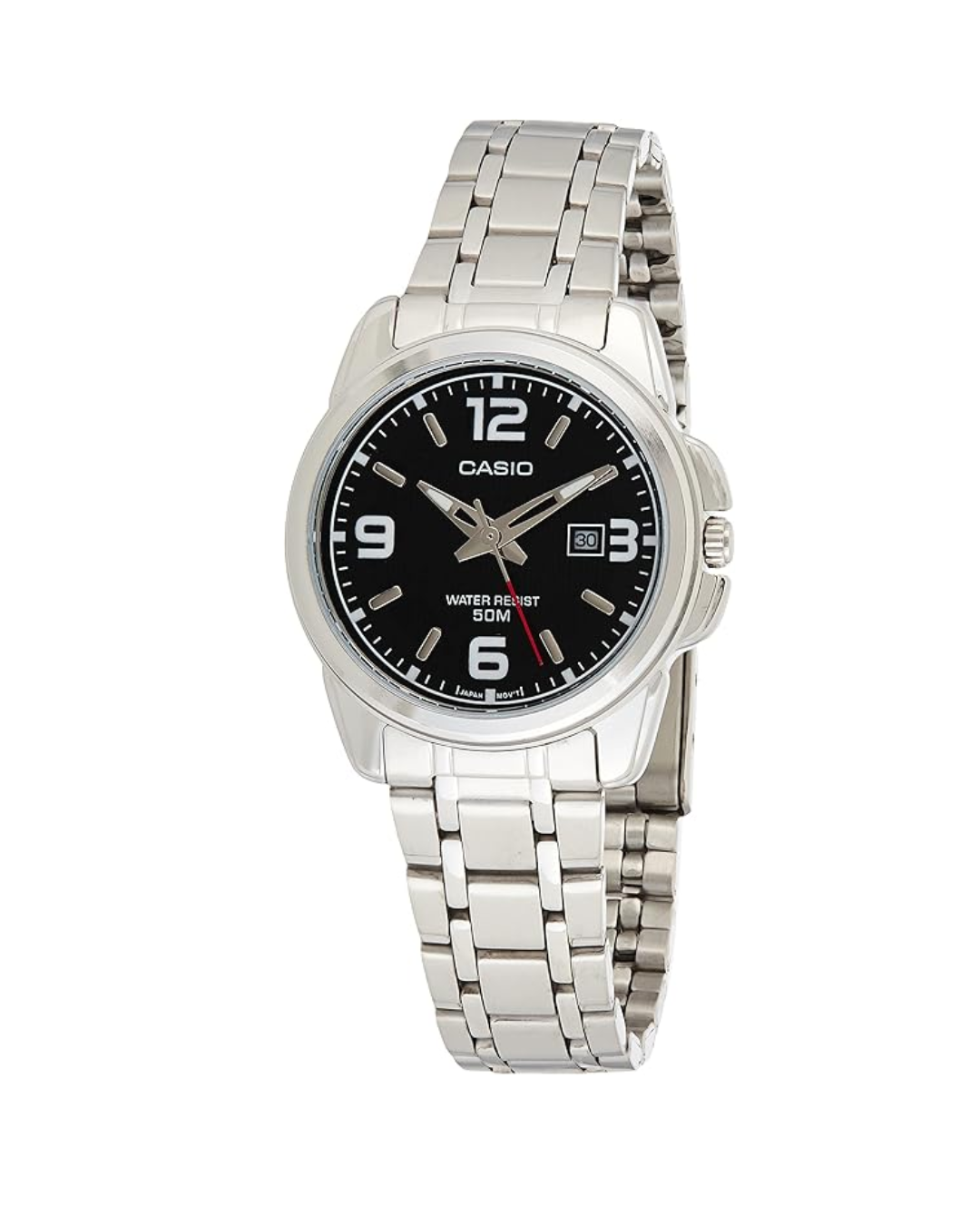 Casio Women's Analog Watch - LTP-1314D-1AVDF Black Dial, Silver Stainless Steel Band