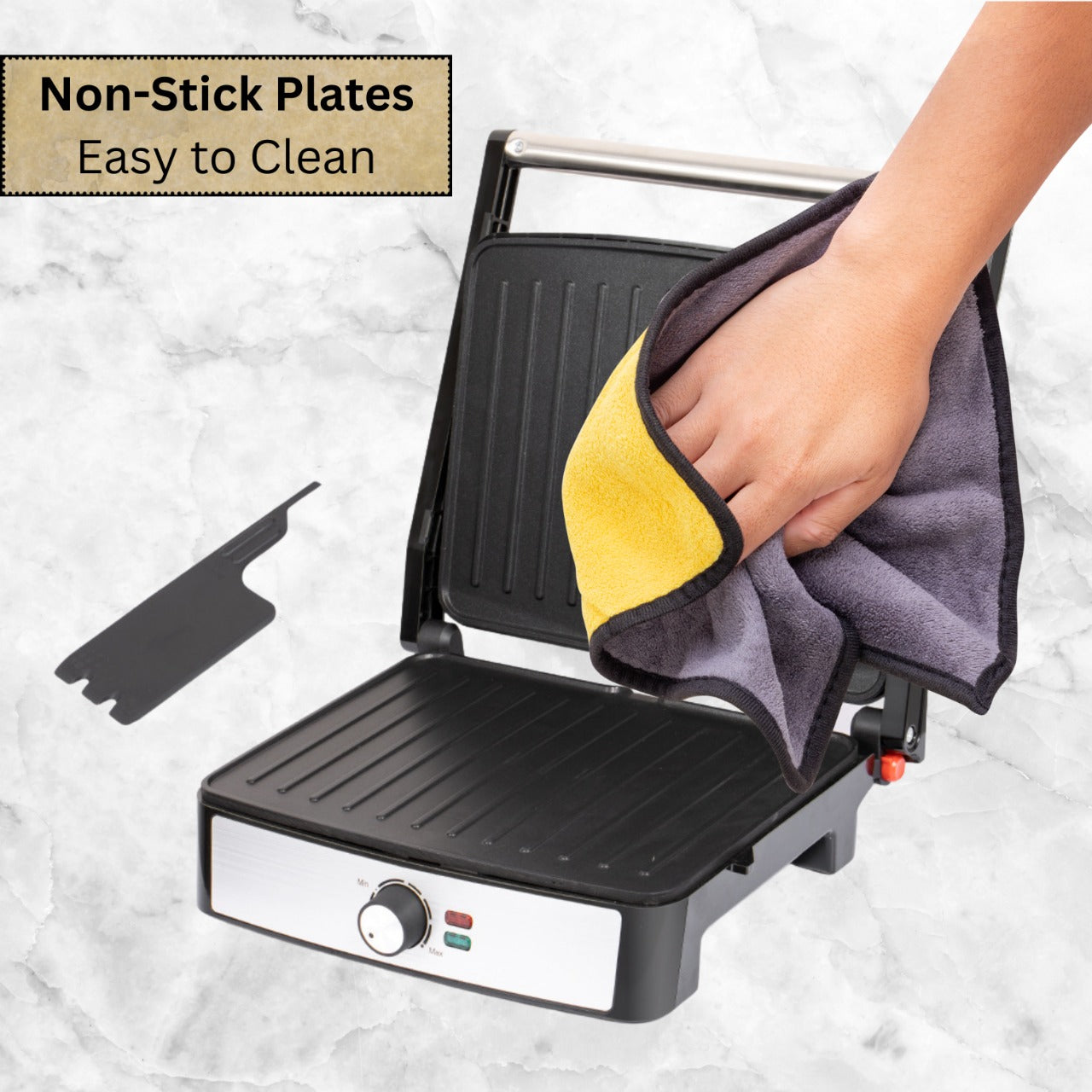 RAF Steak & Grill Machine, 2200W Powerful Electric Grill with Non-Stick Plates, Adjustable Temperature Control, Uniform Heat & Easy Cleaning – Multi-Purpose Contact Grill for Steaks, Sandwiches, BBQ & Panini