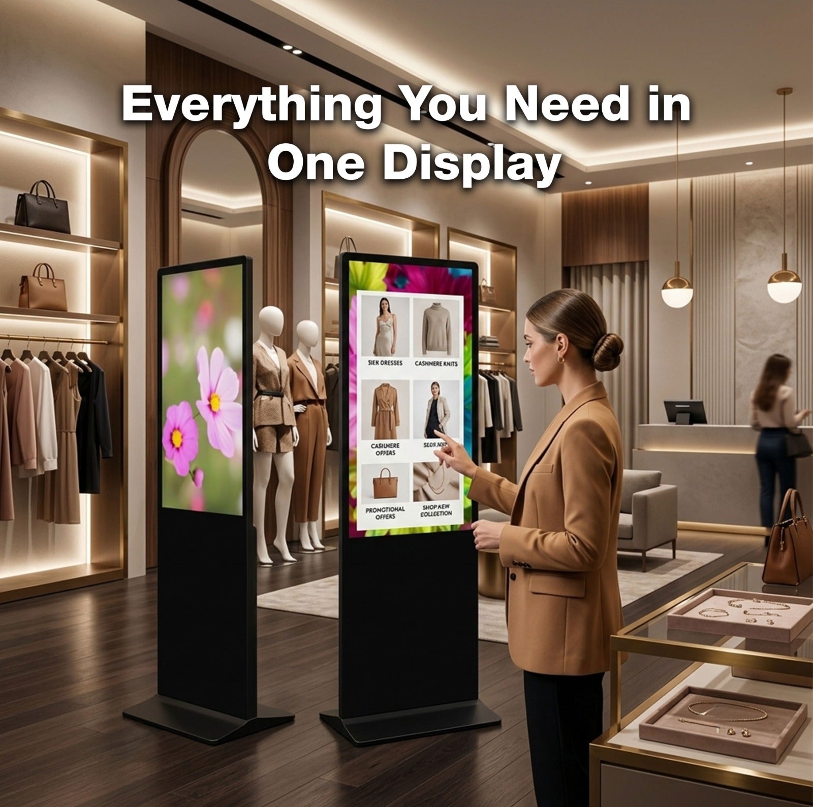 65-Inch Interactive Touch Screen Digital Signage LCD Kiosk Display
