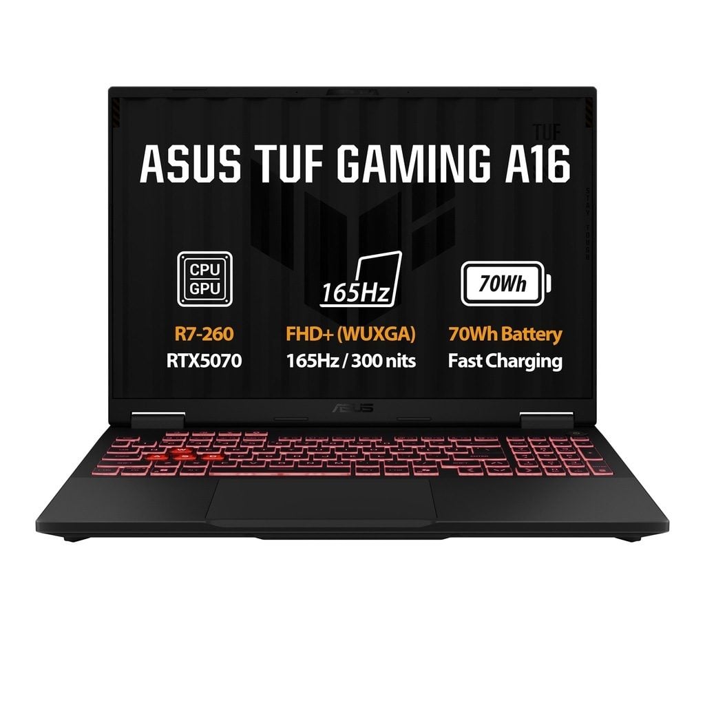 ASUS TUF Gaming A16 FA608UP 16" Gaming Laptop | Ryzen 7 260 | RTX 5070 8GB GDDR7 | 16GB DDR5 | 512GB SSD | 165Hz