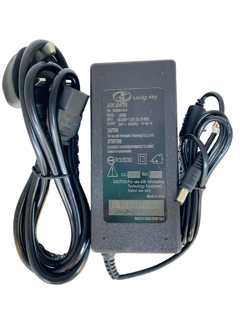 24V 4A AC/DC Power Supply Adapter – 96W Switching Power Adapter with UK Plug for 3D Printers, LED Lights, CCTV & Monitors UAE