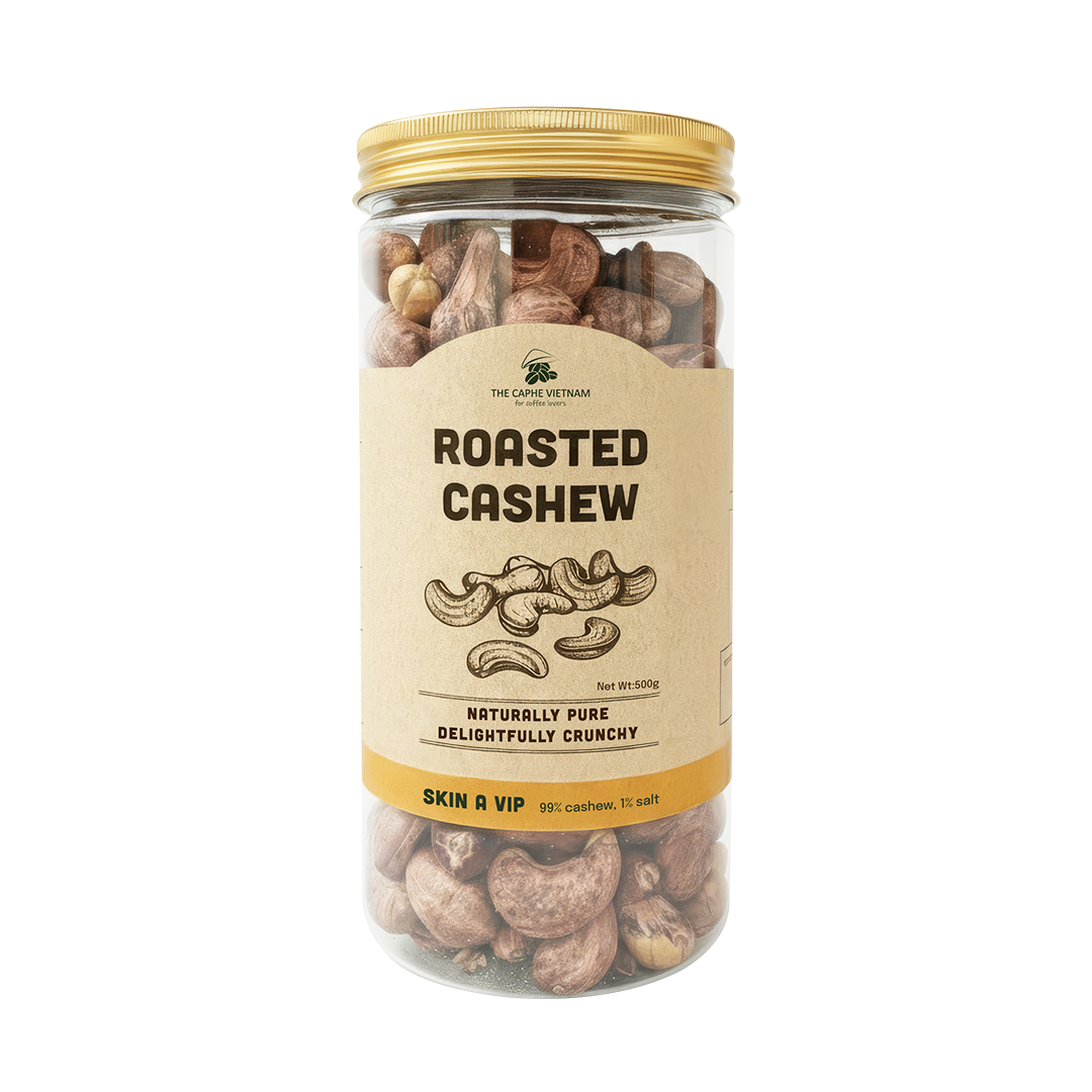The Caphe Vietnam Cashew Nuts Gift Set 3 x 500g | Wood Fire Roasted, Salted, Skin-On | Premium Snack Pack