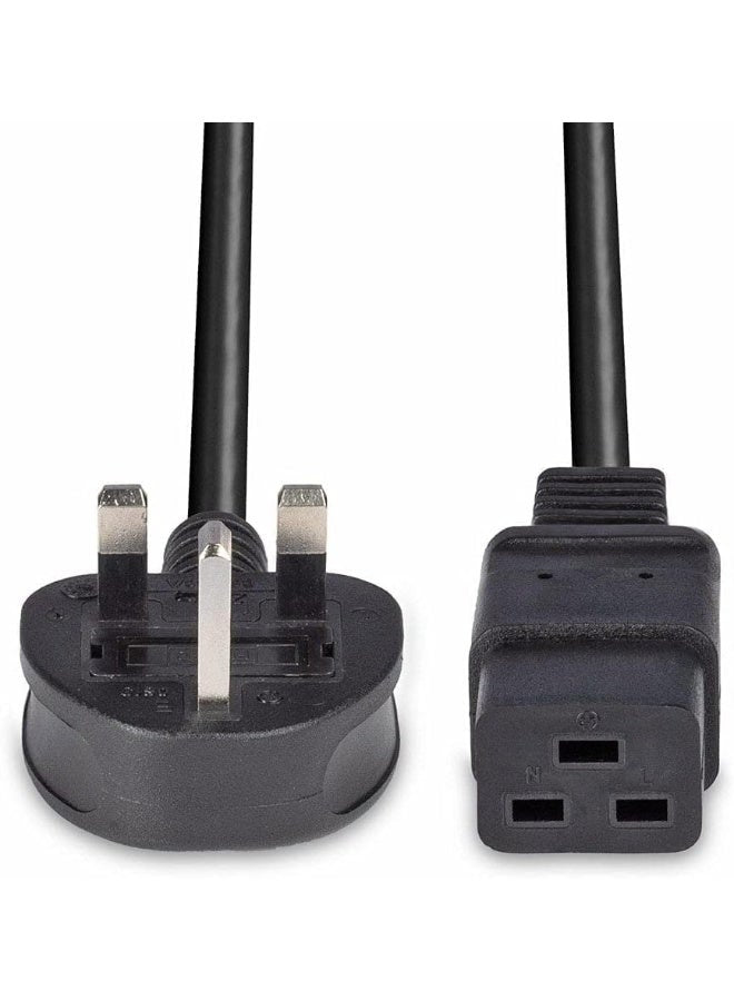 Heavy Duty C19 to UK 3 Pin Server UPS Power Cord Cable – 14 AWG, 250V 16A, Full Copper Core, Available in 1.5M (1.5 METERS)