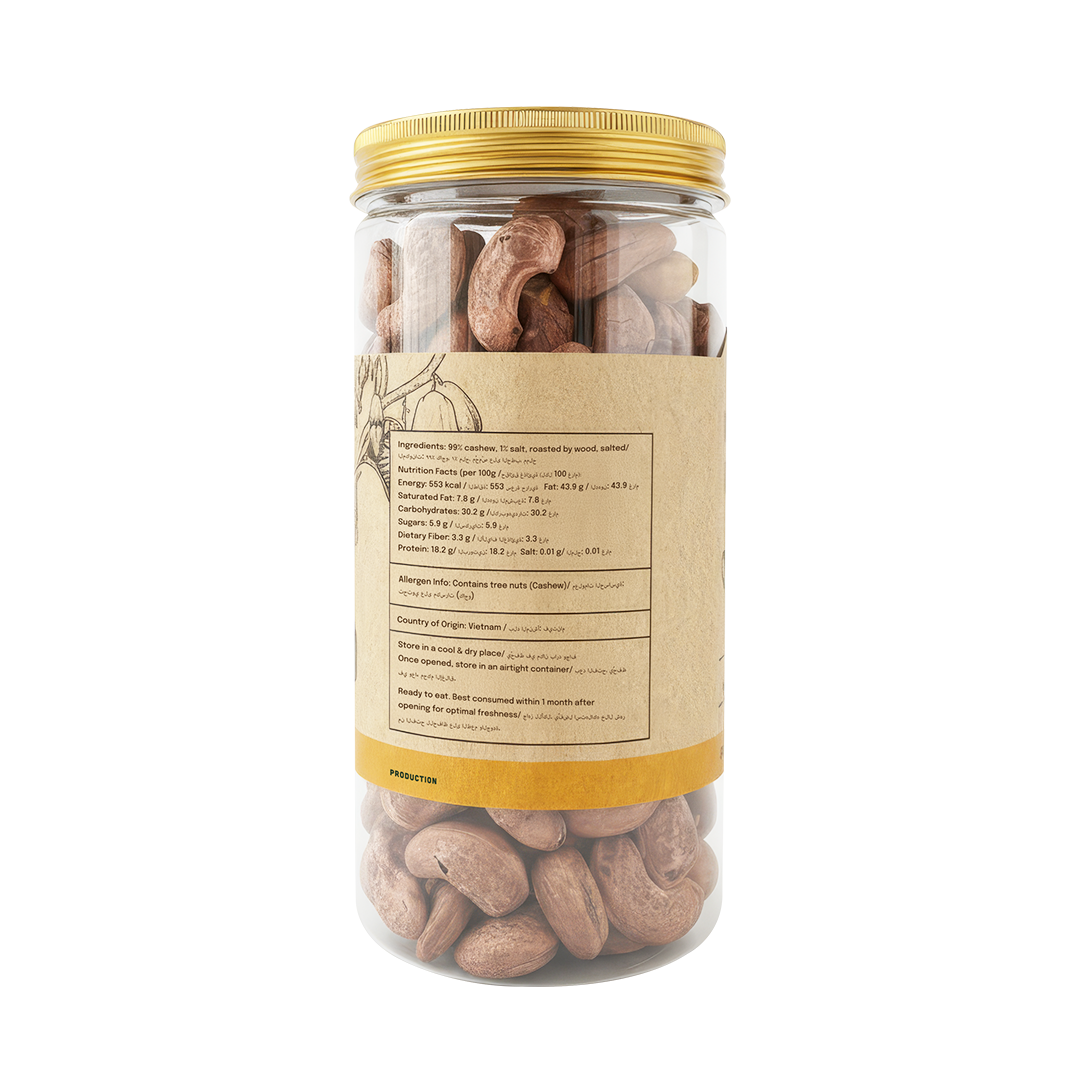 The Caphe Vietnam Cashew Nuts Gift Set 3 x 500g | Wood Fire Roasted, Salted, Skin-On | Premium Snack Pack