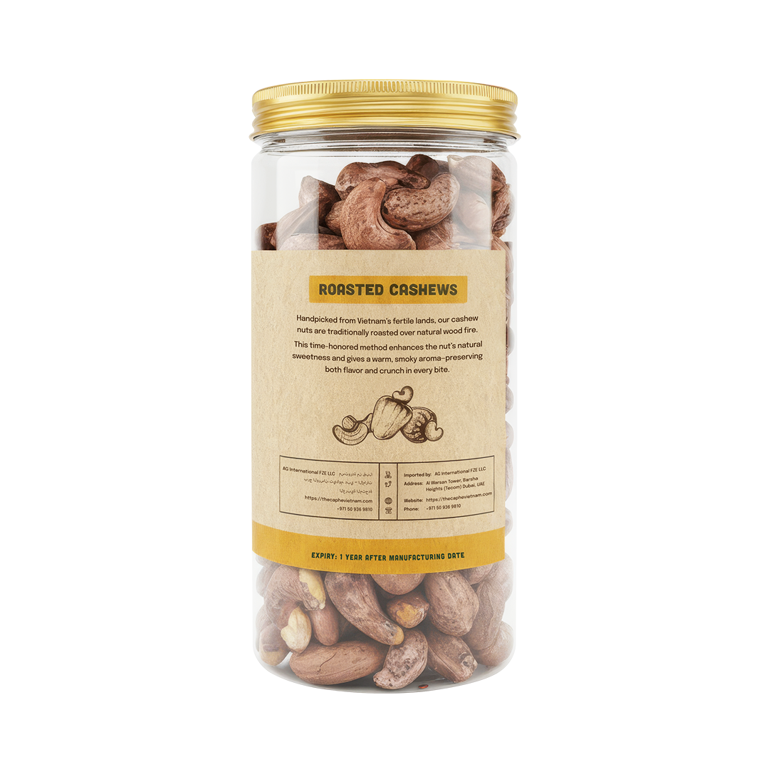 The Caphe Vietnam Cashew Nuts Gift Set 3 x 500g | Wood Fire Roasted, Salted, Skin-On | Premium Snack Pack