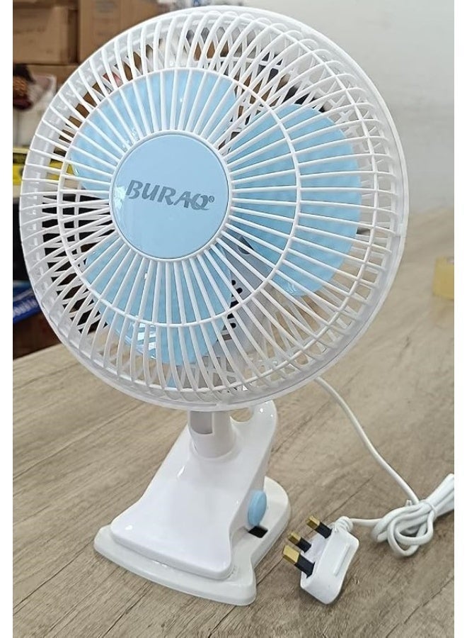 BURAQ 8-Inch 3-in-1 Clip Fan – White
