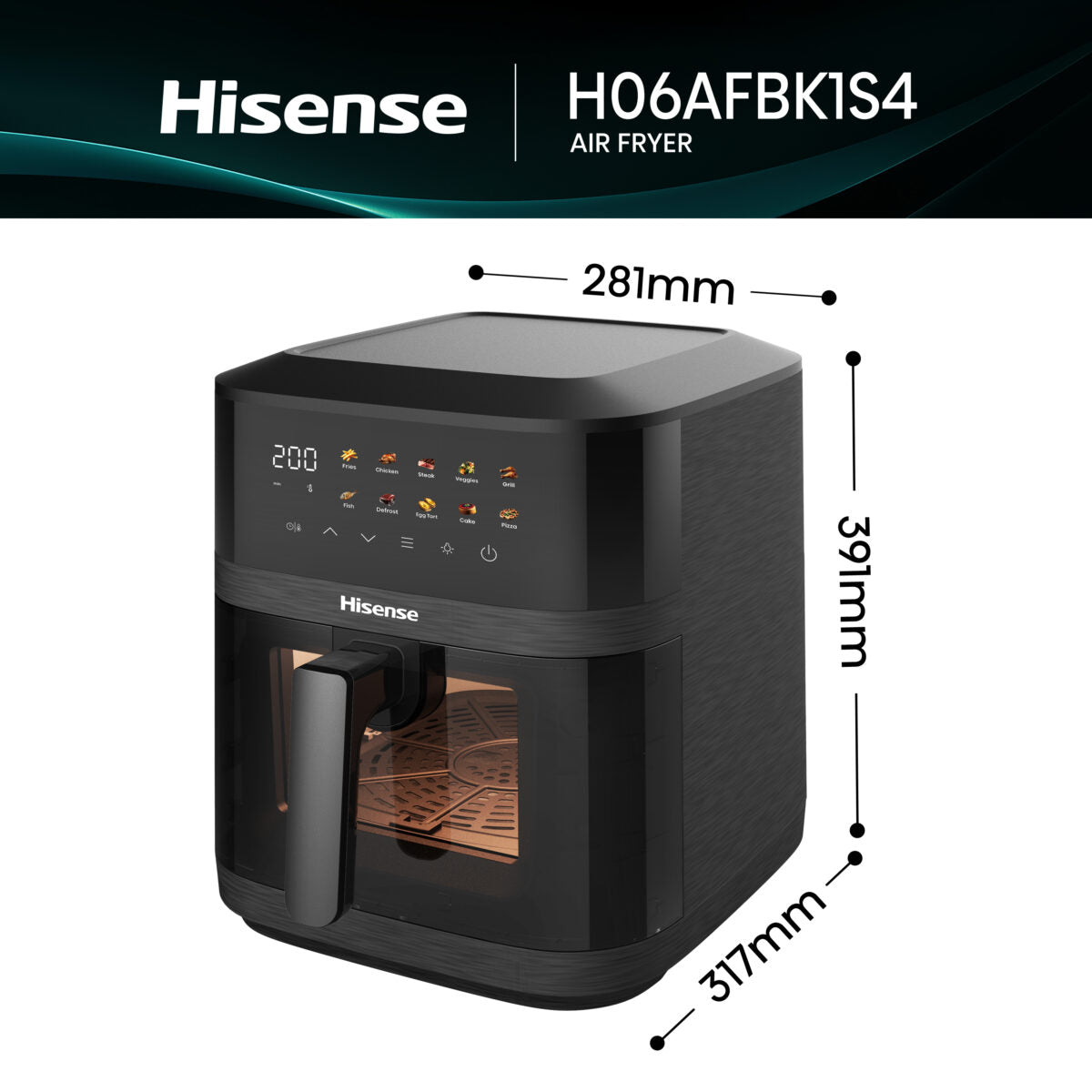 Hisense H06AFBK1S4 6.3L Dual Heat Air Fryer – Black