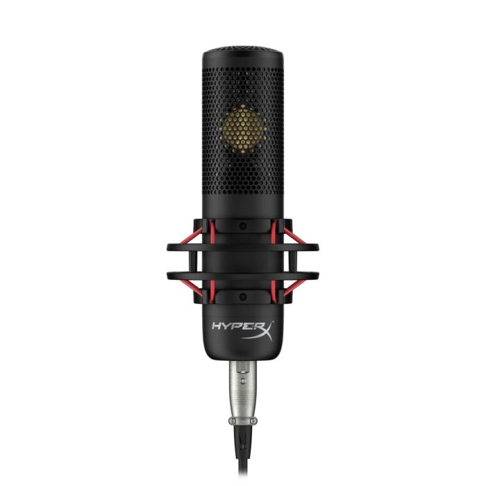 HyperX ProCast – Large Diaphragm Condenser MicrophoneAudio & VideoGold-sputtered large diaphragm condenser Cardioid polar pattern XLR Connection Detachable HyperX Shield metal pop filter LARGE CONDENSER FOR EXCELLENT NOISE PERFORMANCEProCast’s design enab