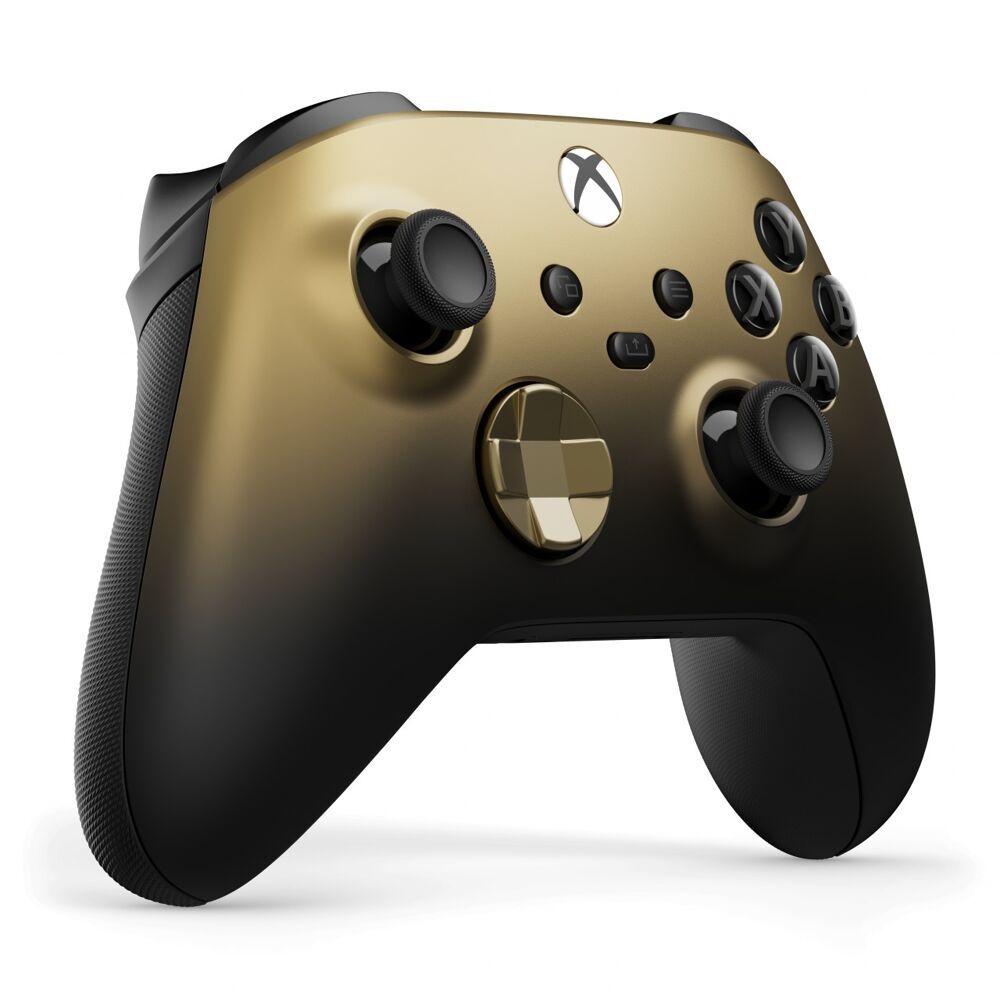 Xbox Series Wireless Controller - Gold Shadow SEGaming AccessoriesBrilliant gold-to-black metallic finish | Rubberised diamond-pattern side grips | Textured grip on the triggers, bumpers and back-caseRefine your gameShine from the shadows with the Xbox Wi