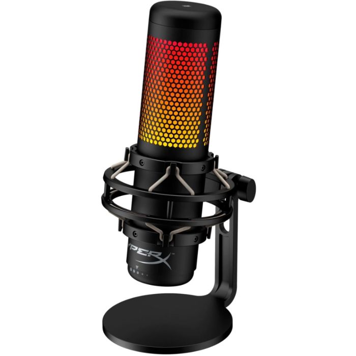 HyperX QuadCast S Wired Multi-Pattern USB Electret Condenser MicrophoneAudio & VideoRGB Lighting Customizable with NGENUITY Software Tap-to-Mute Sensor with LED indicator Stereo, Omnidirectional, Cardioid, Bidirectional RADIANT RGB LIGHTING WITH DYNAMIC E