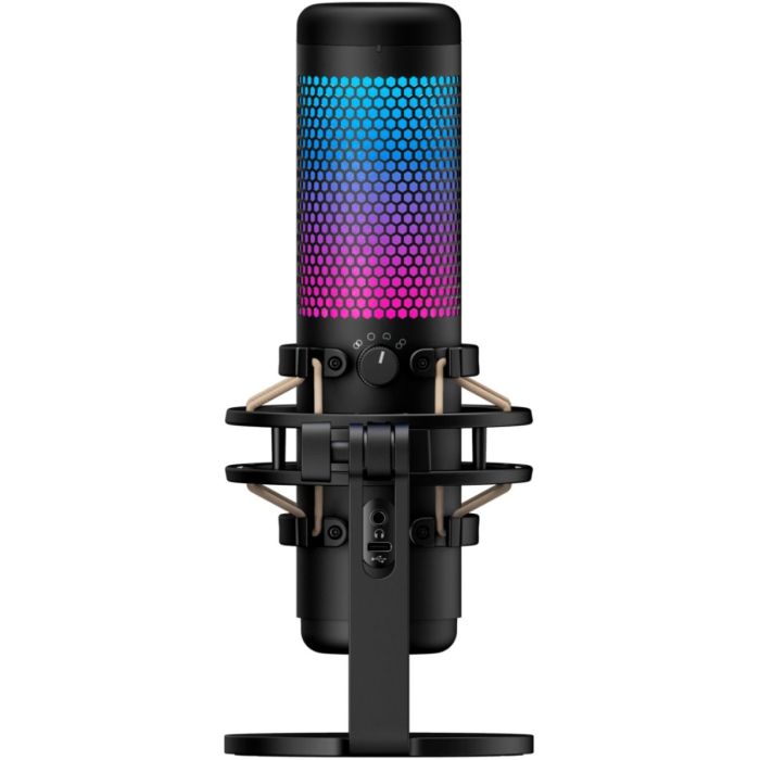 HyperX QuadCast S Wired Multi-Pattern USB Electret Condenser MicrophoneAudio & VideoRGB Lighting Customizable with NGENUITY Software Tap-to-Mute Sensor with LED indicator Stereo, Omnidirectional, Cardioid, Bidirectional RADIANT RGB LIGHTING WITH DYNAMIC E