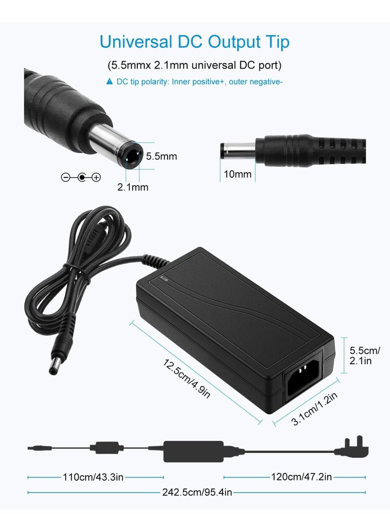 24V 3A 72W AC to DC Adapter Power Supply Converter AC 100V ~ 240V to DC 24V 3amp with 5.5x2.1mm DC Output Jack for 5050 3528 LED Strip Module Light, CCTV Camera System
