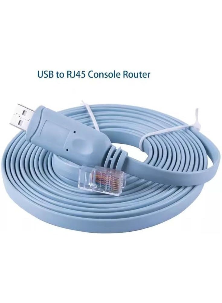USB to RJ45 Console Cable 1.8M/5.9FT, Professional RJ45 to USB Configuration Cord Compatible with Router, Switch, Firewall & Access Point Devices – Stable Connection for Network Management – Blue