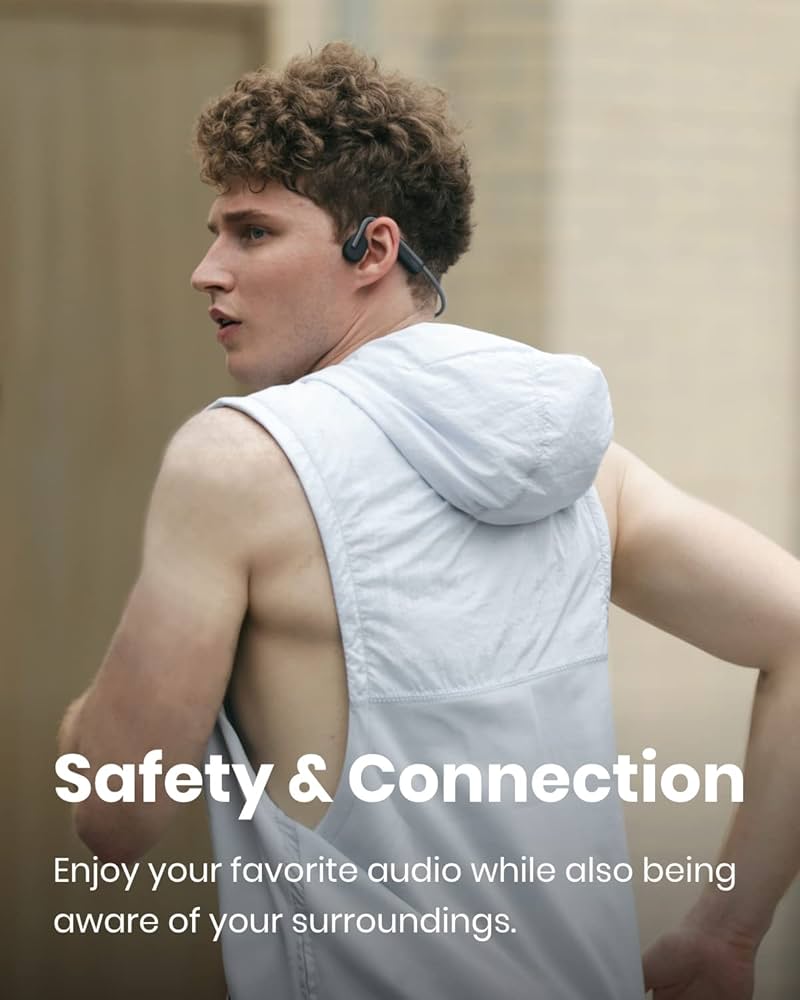 SHOKZ OpenMove Bone Conduction Headphones, Open-Ear Bluetooth Sports Earphones with Mic, IP55 Waterproof Wireless Headset for Running and Workout, 6H Playtime