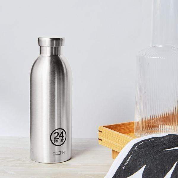 24bottles Clima Bottle 500ml Double walled insulated Stainless Steel water bottle eco friendly reusable BPA free hot cold modern portable leak proof for travel office home gym - SteelSustainable LivingThe CLIMA Bottle 500ml from 24Bottles is a stylish and
