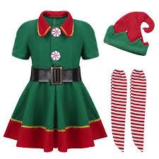 Christmas Elf Santa Helper Kids Girls Costume
