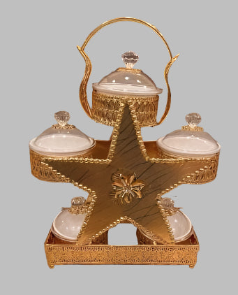 Luxury Gold Snack Serving Case | Decorative Multi-Compartment Dry Fruit & Sweet Storage Box with HandleKitchen StorageExpertly crafted for elegant dining, this Luxury Gold Snack Serving Case is the perfect addition to any table setting. Keep your dry frui