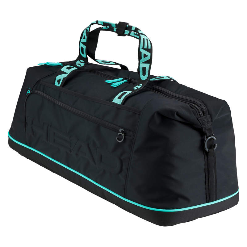 Head Coco Duffle BagEquipmentsInspired, co-designed and carried by Coco Gauff, the new COCO DUFFLE BAG in black and vibrant teal has a fresh, bold and highly original design.