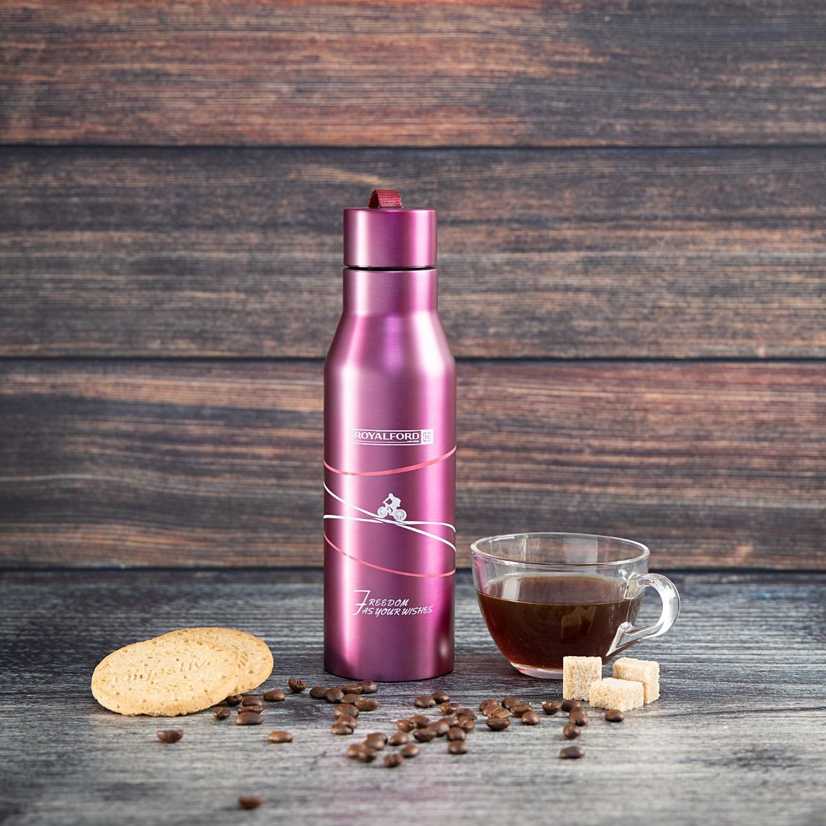 Royalford Stainless Steel Vacuum Bottle | 450 ml | RF6605 | Stainless Steel Flask & Water Bottle - Hot & Cold Leak-Resistant Sports Drink Bottle - High-Quality Vacuum Insulation Bottle for Indoor Outdoor UseSustainable LivingWhether you\'re looking for th