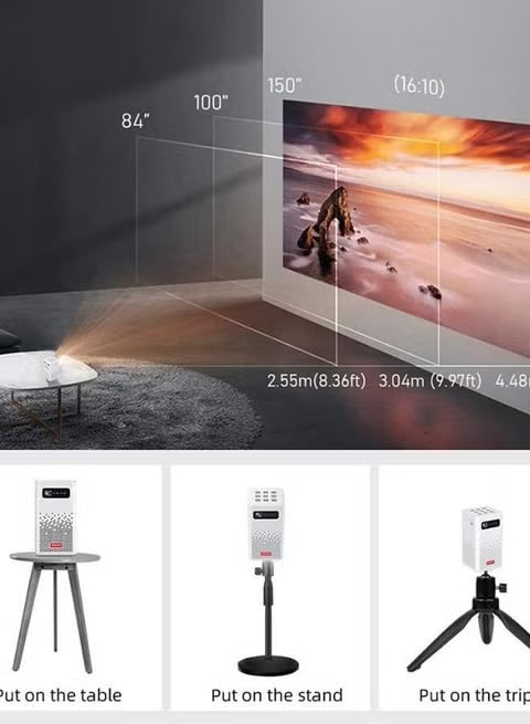 Crony C900 Smart DLP Upright Projector with Bluetooth 5.0 Speaker, Wireless Screen Mirroring, Built-in Battery, 1080P Supported Portable Home Theater Projector