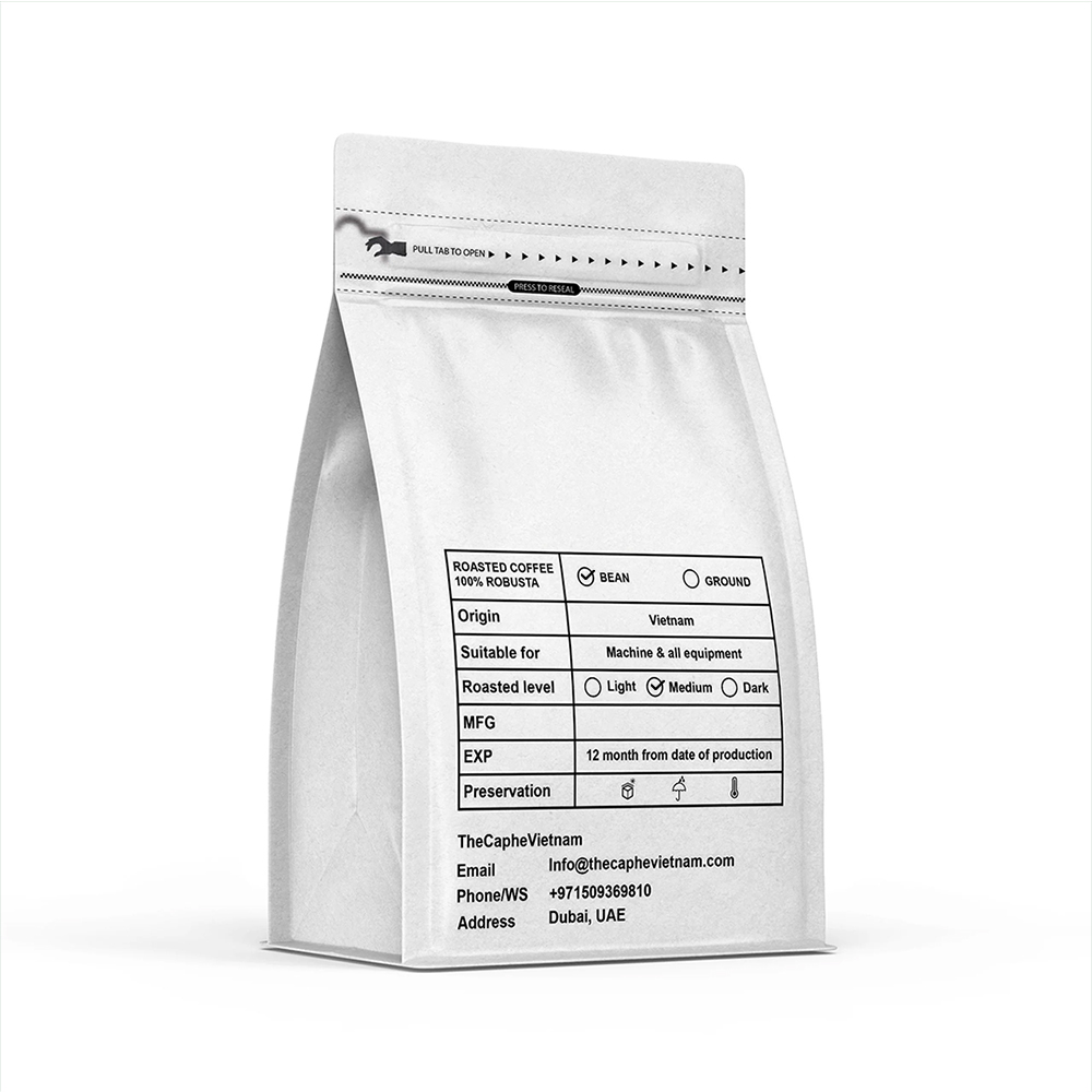 The Caphe Vietnam Fine Robusta Whole Beans Coffee - 250 G | Natural Process | Medium Roast, 100% Organic Robusta | Vietnamese Whole Coffee Bean