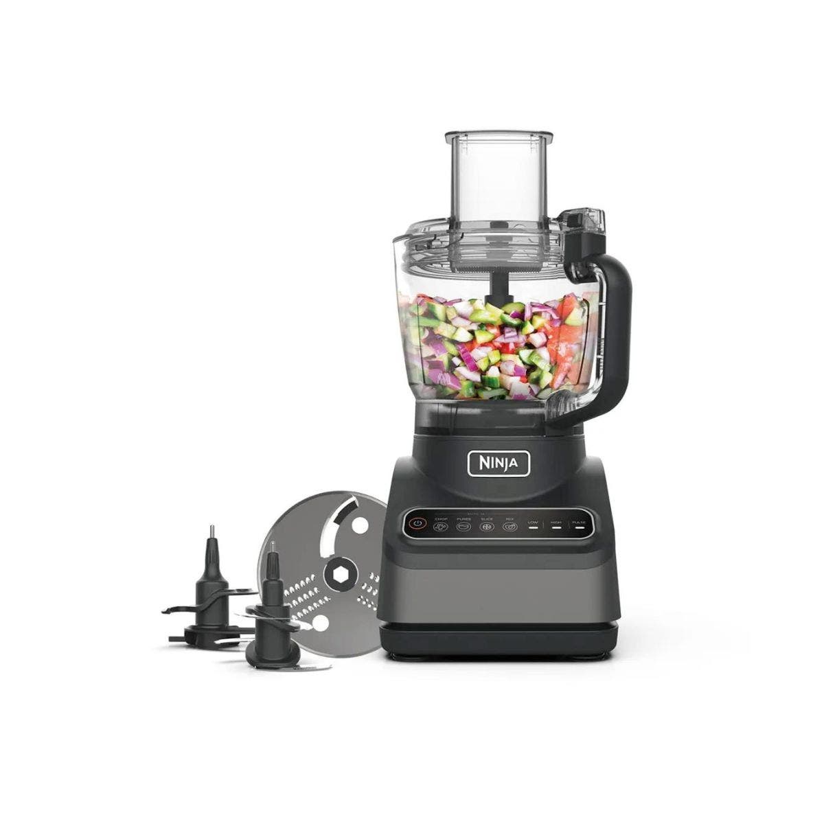 Ninja Food Processor with Auto-IQ 2.1L BN650MEKitchen AppliancesPrecise food prep in a flash. Chop, mix, puree, slice and grate even the toughest ingredients. 4 Auto-iQ programs: Chop, Puree, Slice & Mix, plus Low, High & Pulse settings. Interchangeable a