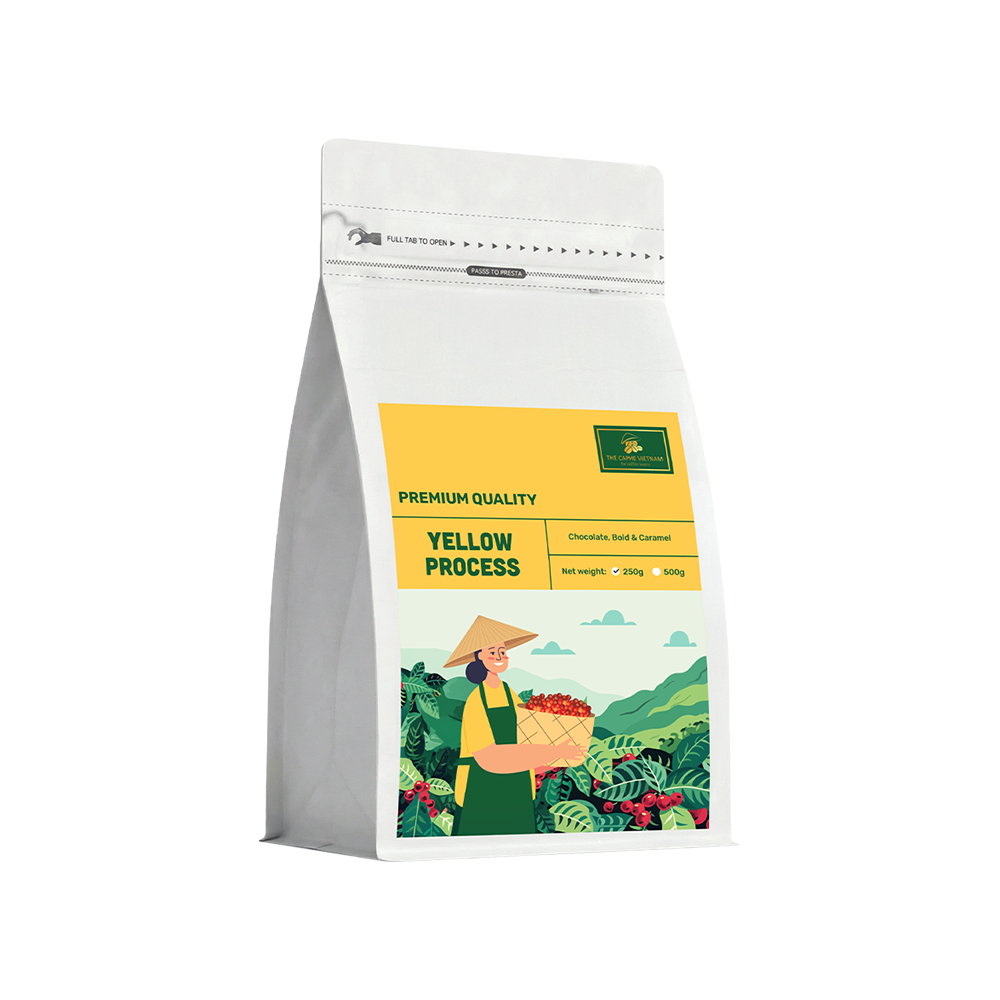 The Caphe Vietnam Coffee & Tea Gift Set | Yellow Process Coffee 250g | Cinnamon Orange Herbal Tea | Vietnamese Phin Filter (Red) | Traditional Drip Experience