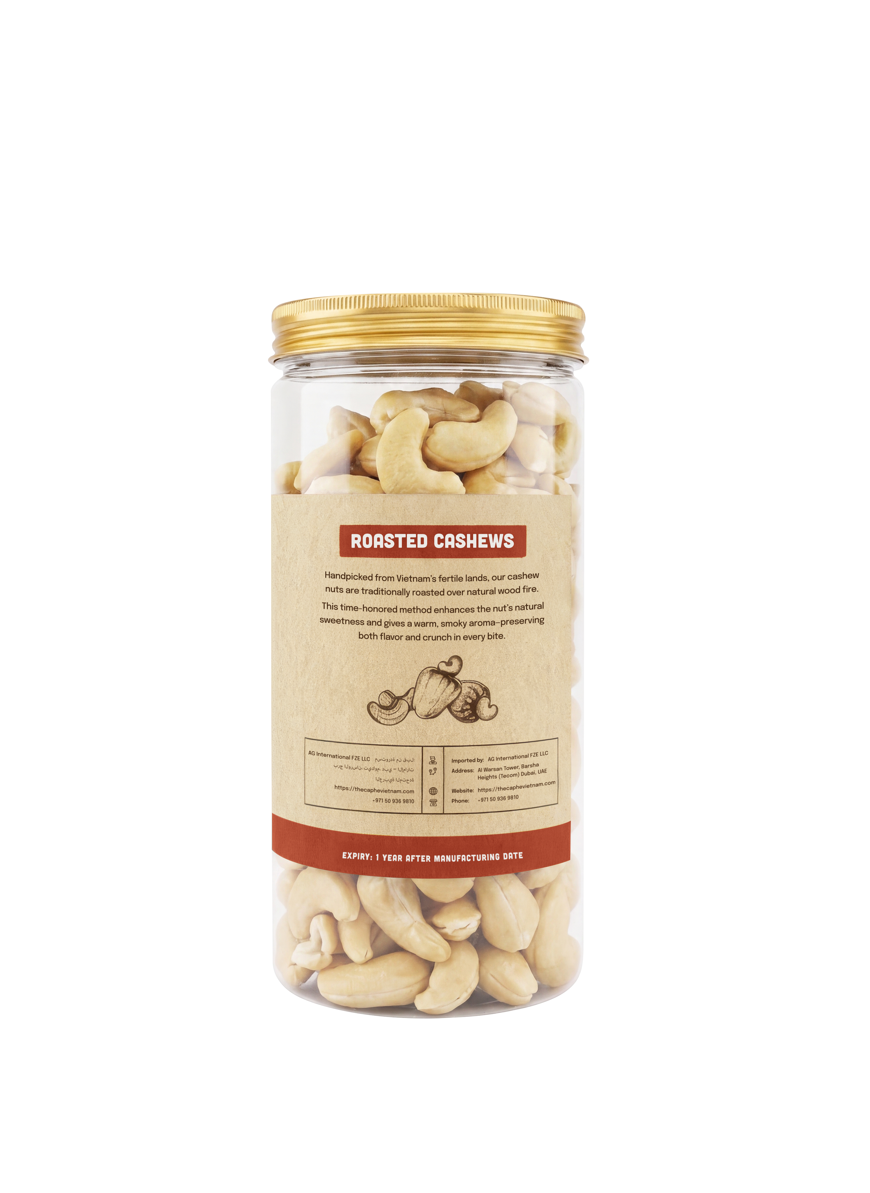 The Caphe Vietnam Premium Cashew Nuts - 500 G | Roasted Cashew | Unsalted & Skinless | Raw W240 | Vietnamese Cashew, Ready To Eat Nuts
