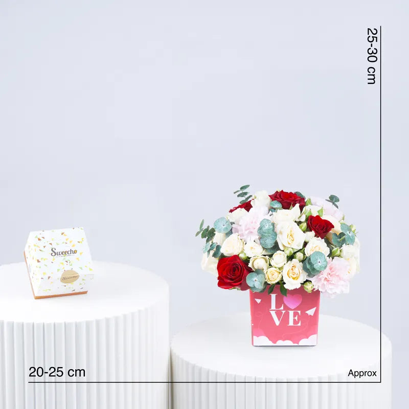 Romantic roses with chocolate gift set