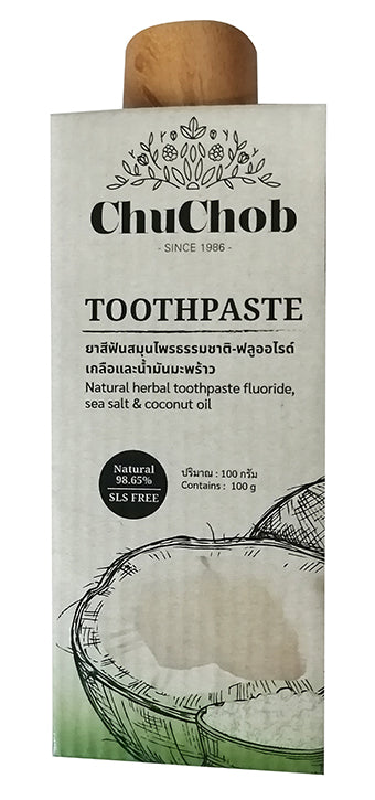Herbal Toothpaste (Salt,Fluoride & Coconut Oil) 100g. (6pcs per pack)Personal CareHerbal Toothpaste(Sodium Fluoride-Salt-Coconut Oil), 100 g.Produced from 13 kinds of selected herbs, which help to promote healthy teeth and gums, freshens breath naturally,