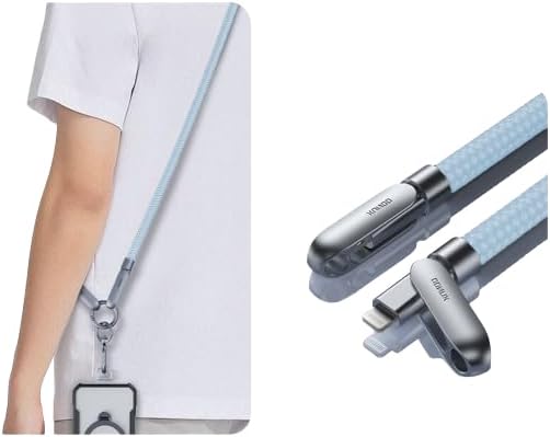 XUNDD Crossbody Lanyard with Builtin Cable (USBC Compatible with Lightning) 27W Charging Cable Body Neck Lanyard for Compatible with iPhone 15 Pro Max 14 Pro Max etc (1.2M)Mobile AccessoriesBuilt-in 27W Charging Cable: Features a USB-C compatible cable wi