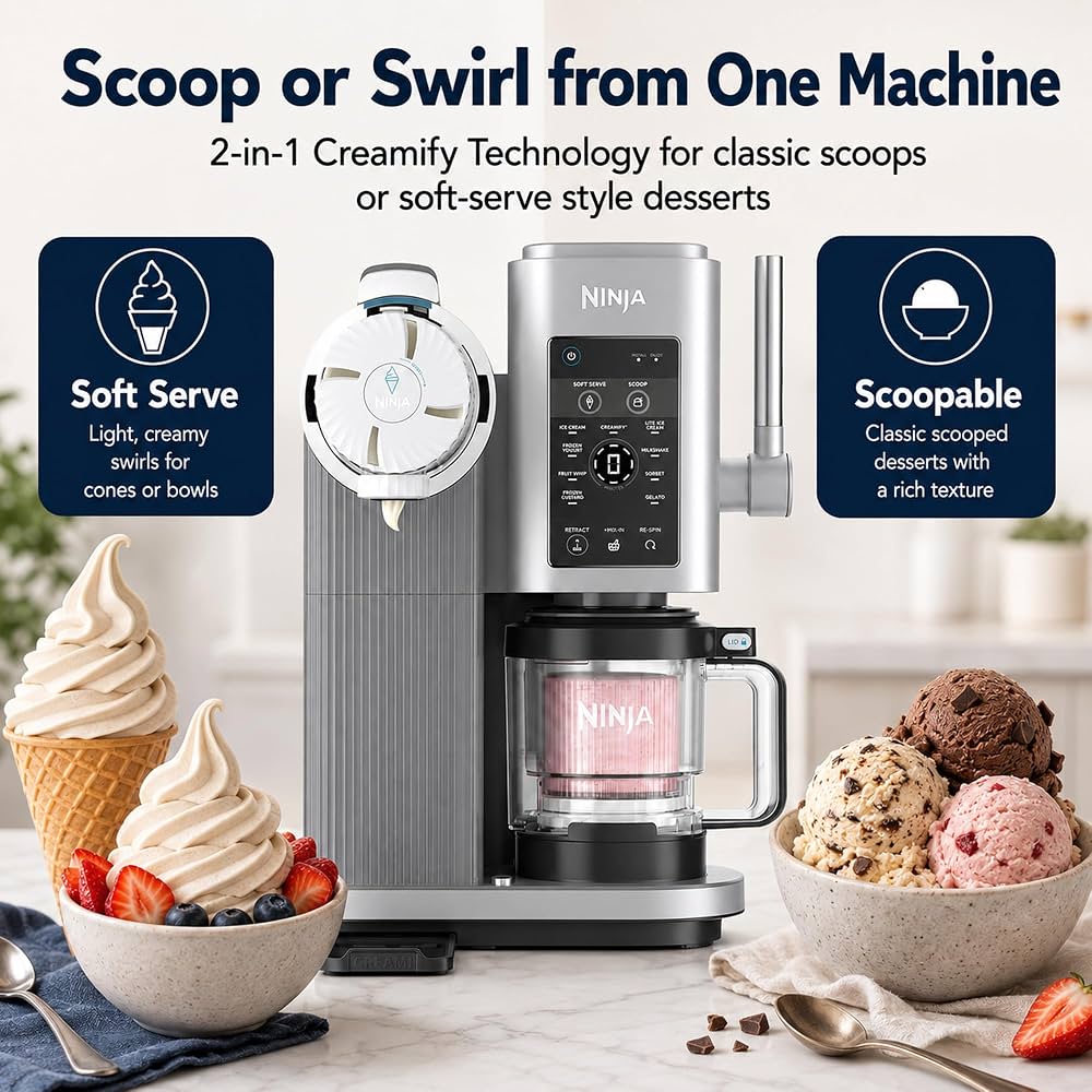 Ninja NC701 CREAMi Swirl 13-in-1 Soft Serve Ice Cream Machine