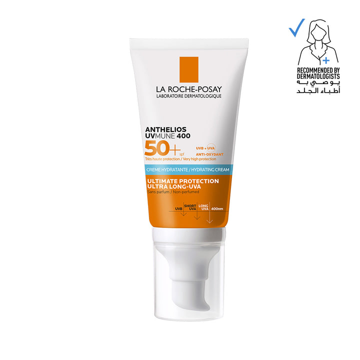 La Roche-Posay Anthelios UVmune 400 Moisturising Cream SPF50+ Fragrance Free 50mlPersonal CareNext-Gen UV Filter – UVMune 400: Shields against ultra-long UVA rays—one of the most harmful and penetrating types of sunlight. High SPF 50+ Broad Spectrum Prote