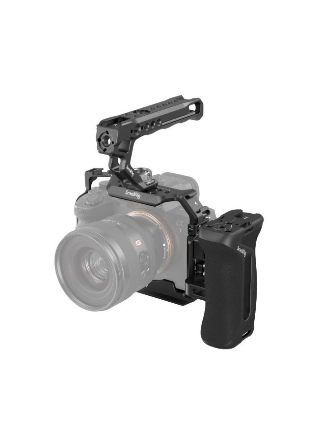 SmallRig Advanced Cage Kit for Sony Alpha 7R V / Alpha 7 IV / Alpha 7S III 3669CCamera AccessoriesProfessional handheld kit for two-handed and low-angle shooting at will Two-point locking, stable, and no deflection Spindle spanner at the battery door fits