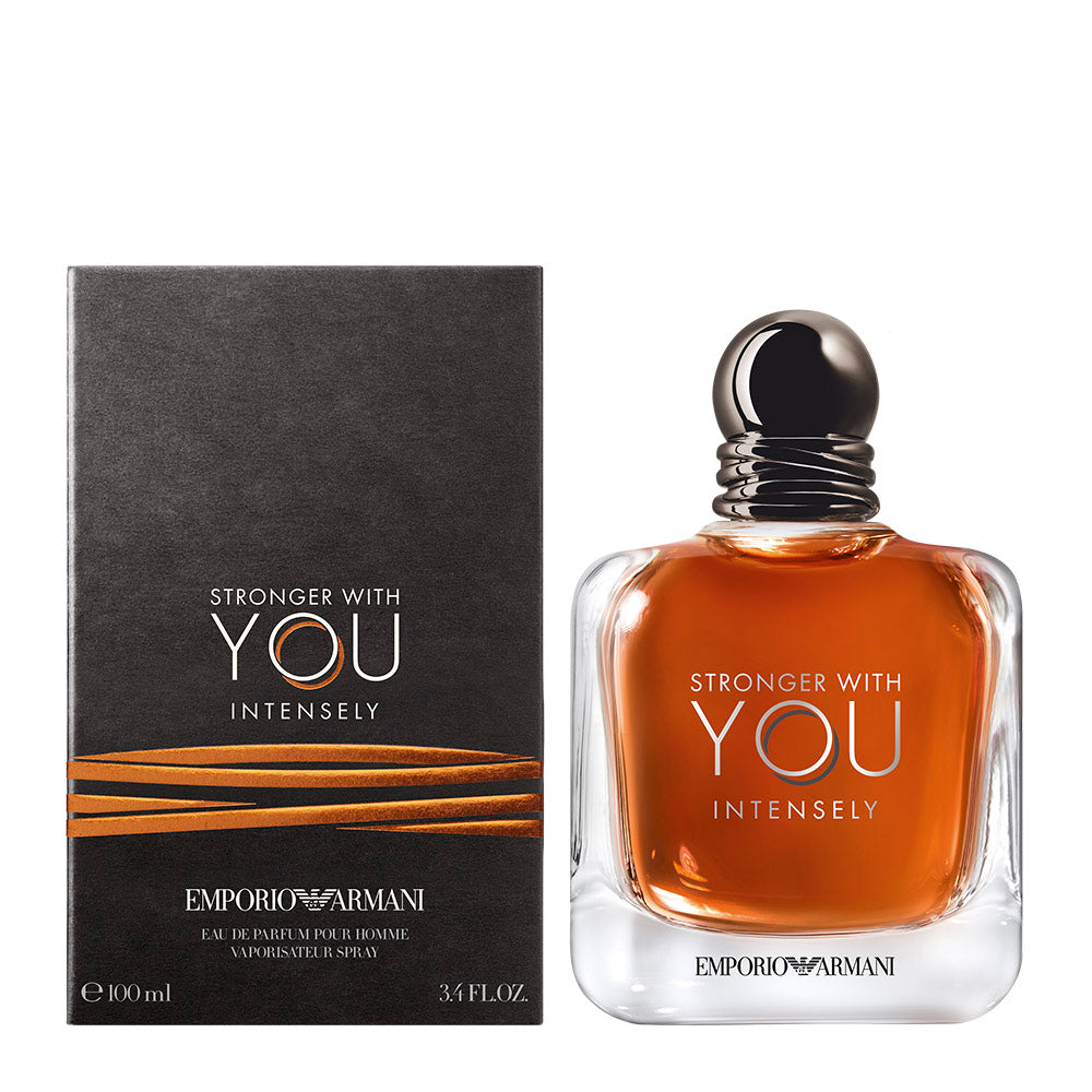 Armani Stronger With You Intensely For Men Eau De ParfumPerfumes & FragrancesTop Notes : Pink Pepper, Juniper & Violet Middle Notes: Cinnamon, Lavender, Sage & Toffee Base Notes: Suede, Vanilla, Amber & Tonka Bean
